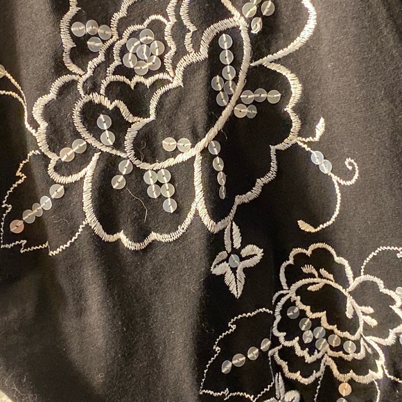 LOFT size M cotton tunic, black w subtle sequins! - Picture 2 of 6